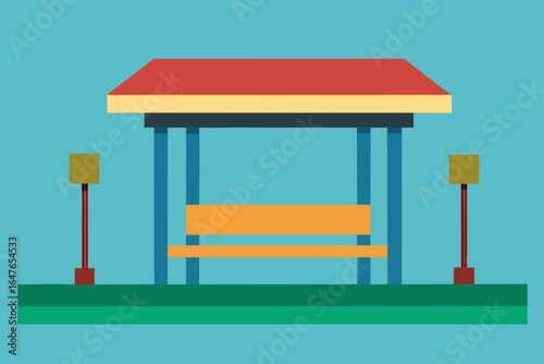 flat design bus stop bench shelter