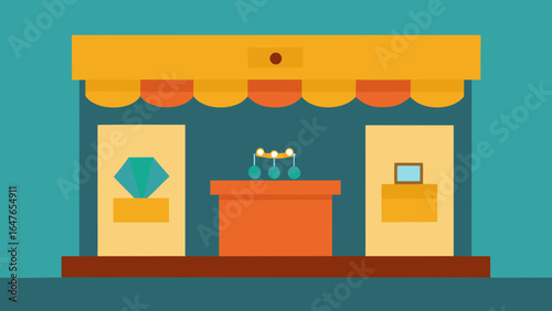 flat design jewelry shop displays