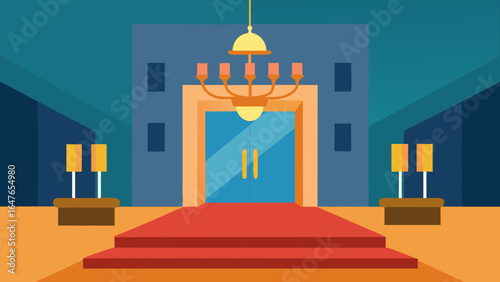 flat design luxury hotel lobby chandelier