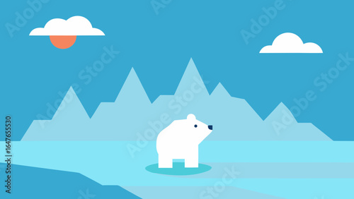 minimal flat arctic landscape polar bear