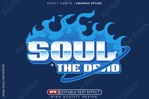 Editable 3d y2k text effect soul the dead with spirit fire for vintage poster