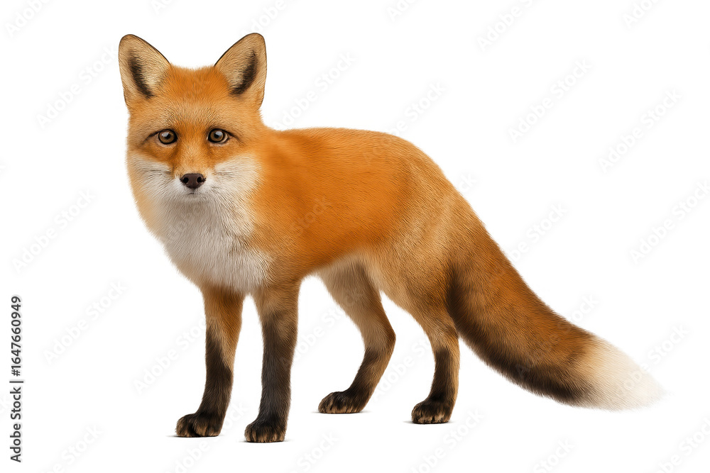 Obraz premium Red fox standing on transparent background