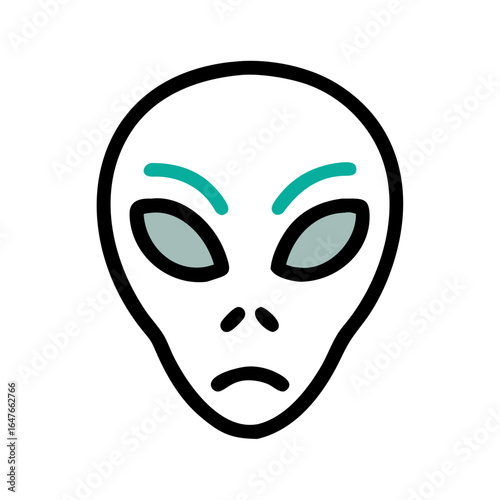 An alien face illustration with a simple yet expressive design style