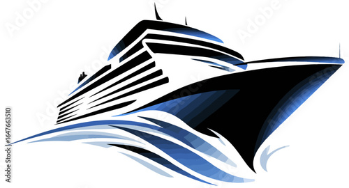 Blue abstract ship illustration design