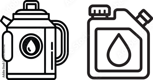 Fuel and Oil Canister Line Icons — Jerry Can and Lubricant Container