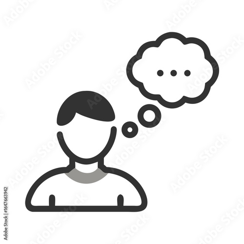 Silhouette of a person thinking with a thought bubble above their head