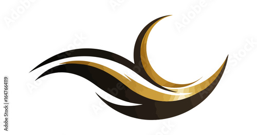 Abstract design with gold and brown lines on black background