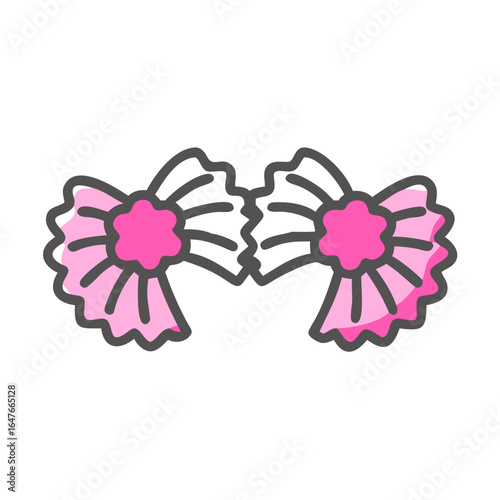 Two adorable pink bow hair accessories for children in cartoon style