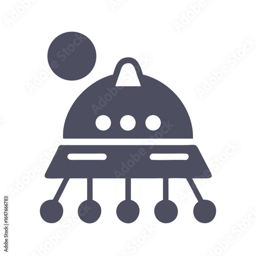 Stylized Icon of a Flying Saucer with Dome, Ports, and Landing Gear