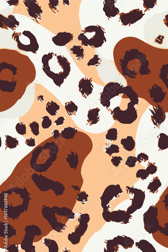 Decorative Abstract colorful Leopard Jaguar Animal Skin, Cubist shapes suitable for printing on surface hand drawn artistic brush elegant floral multicolored design vector seamless pattern 