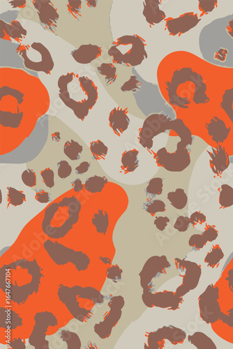 Decorative Abstract colorful Leopard Jaguar Animal Skin, Cubist shapes suitable for printing on surface hand drawn artistic brush elegant floral multicolored design vector seamless pattern 