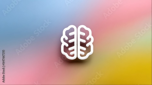Abstract Brain Icon on Colorful Gradient Background