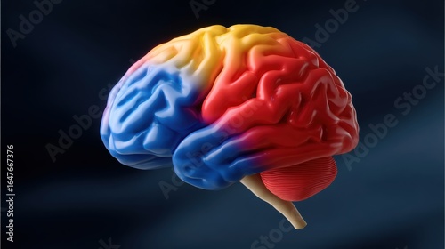 Colorful 3D Render of a Brain with Gradient Design