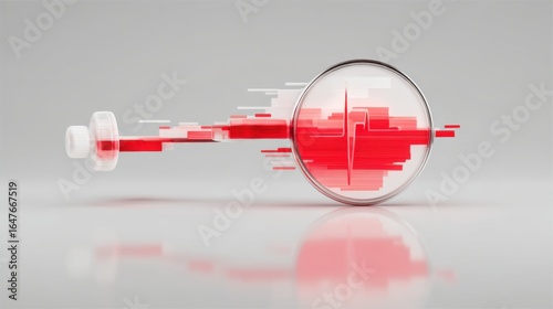 Abstract Digital Heartbeat Concept with Magnifying Glass