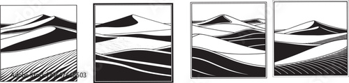 Rolling desert dunes with striped sand patterns landscape