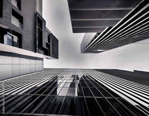 Black and white photography of modern architecture building exterior