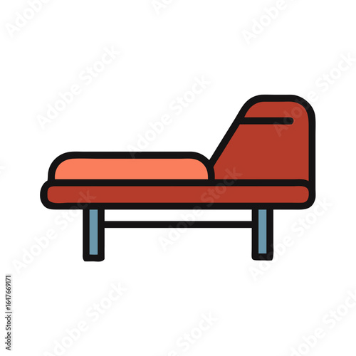 Stylized illustration of a chaise lounge or daybed with muted colors