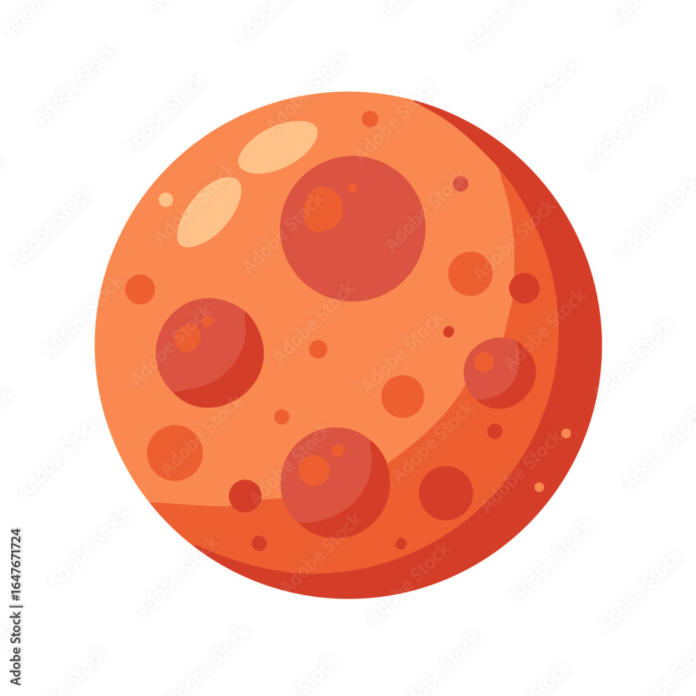 Obraz premium Cartoon illustration of a planet with craters and orange surface