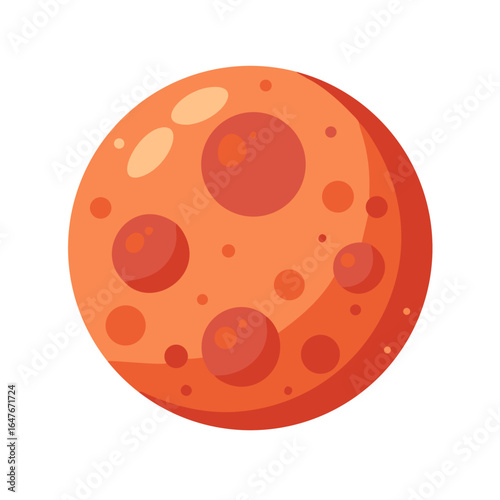 Cartoon illustration of a planet with craters and orange surface
