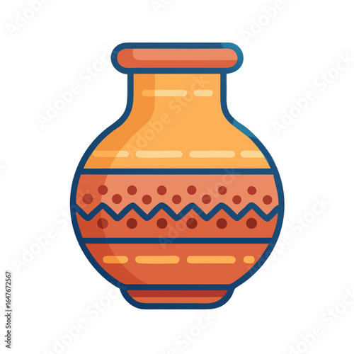 Illustration of a stylized decorative vase or ceramic pot with design elements