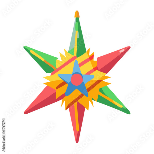 Vibrant and Colorful Pinata Star Decoration for Festive Celebrations and Parties
