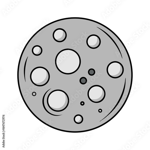 Stylized cartoon moon with craters, a celestial body in space