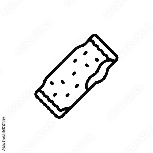 Ine drawing outline icon a granola bar with seeds food snack