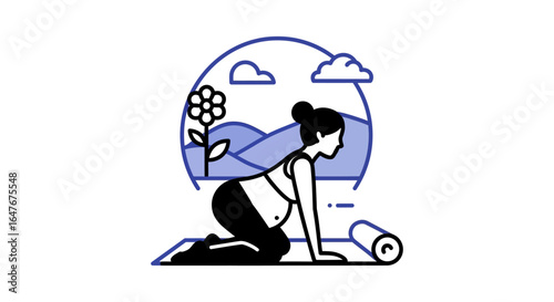 Pregnancy Yoga Prenatal Exercise on Yoga Mat Outdoors