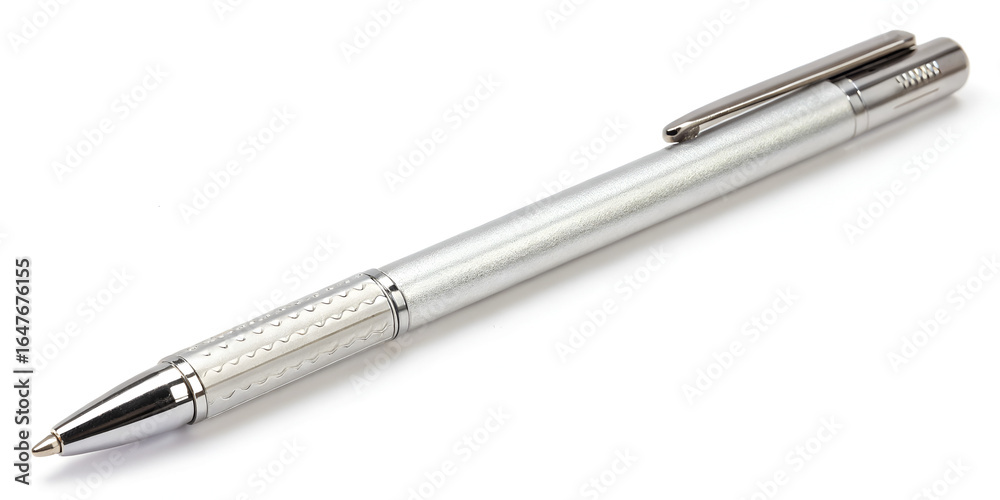 Silver gel pen isolated on white background for smooth and modern writing tool design Silver gel pen isolated on white background for smooth and modern writing tool design