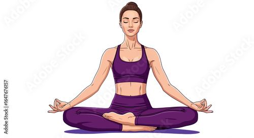 Woman meditating in lotus position for mindfulness and relaxation