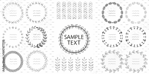 Hand drawn botanical wreaths and borders with sample text