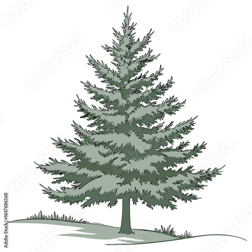 A fuzzy Christmas tree with a soft texture. This charming and unique illustration is perfect for cozy, whimsical, and playful holiday designs, especially for children.