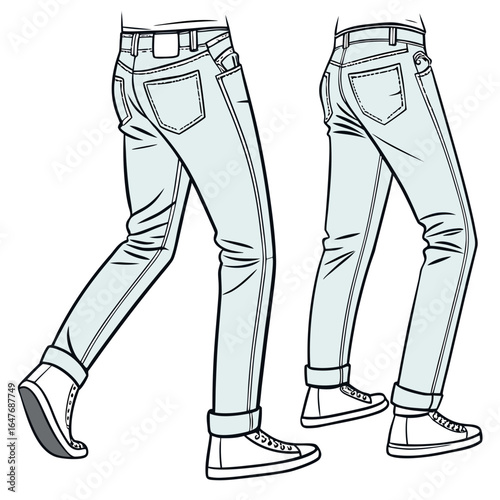 Casual denim jeans and sneakers pants light blue
