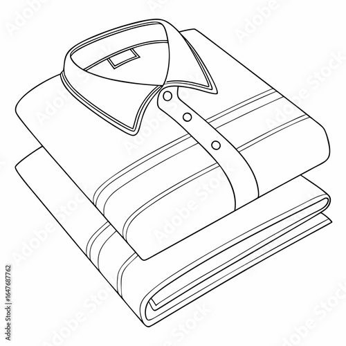 Folded cotton shirt with striped collar and cuffs folded shirt