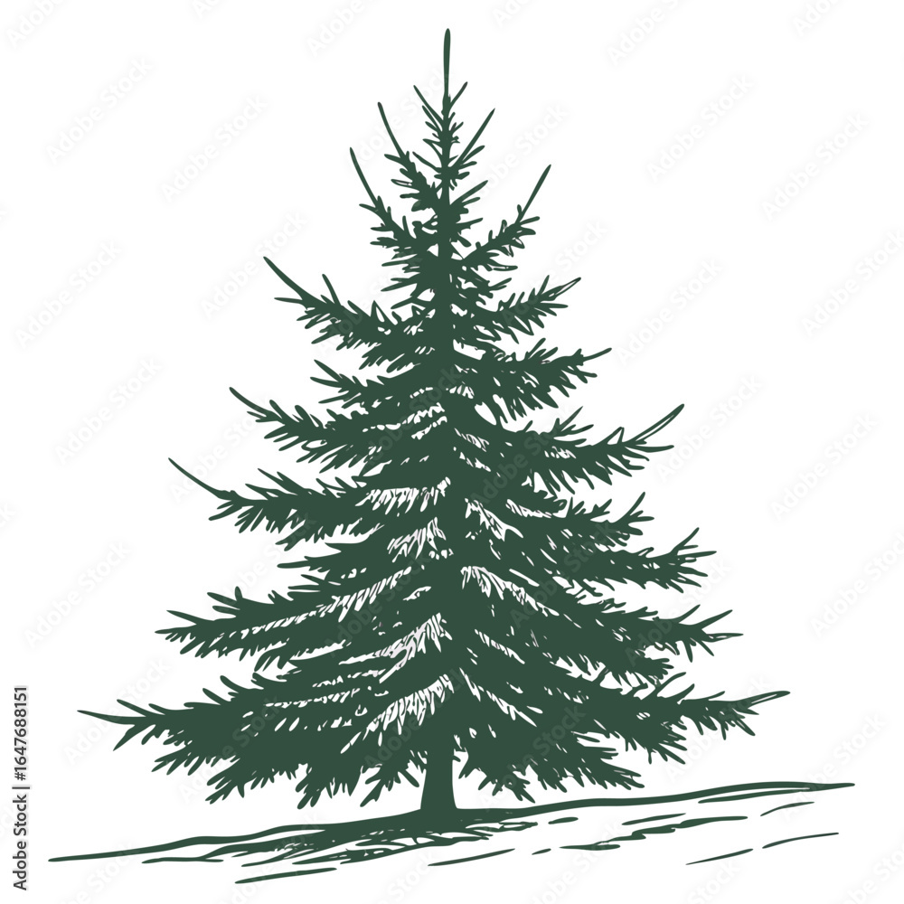 Obraz premium A heavy Christmas tree with weighted branches, a strong presence and rich, dense foliage. This image is perfect for traditional, full, and bountiful holiday designs.
