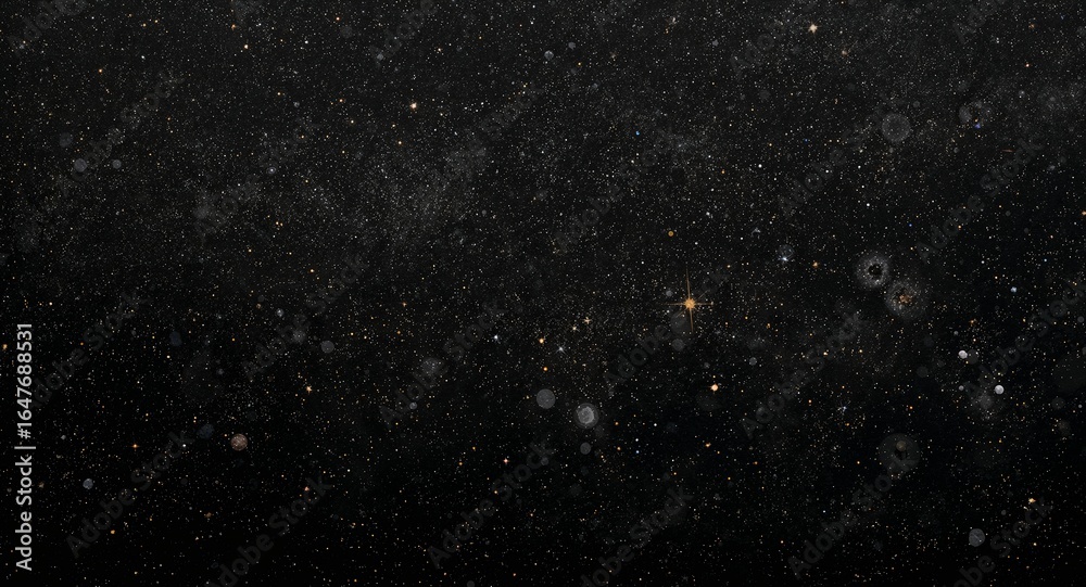 Fototapeta premium Deep space black with glowing stars in abstract art painting styles