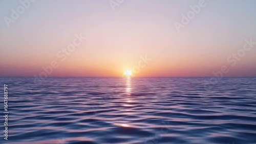 Serene Sunset: Ocean Horizon Timelapse, Peaceful Waters, Golden Hour