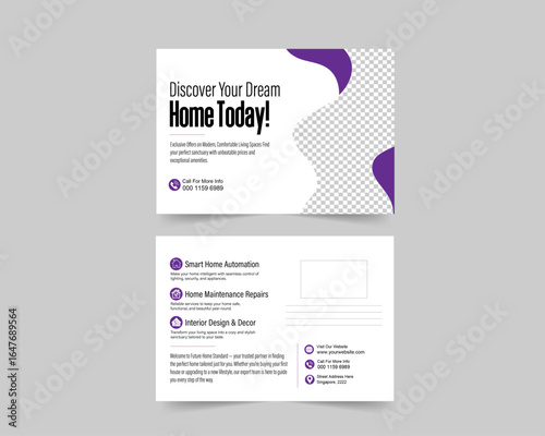Corporate postcard template editable layout, and color variations for home care and Home support Vector 