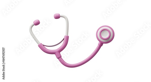 Pink cartoon stethoscope on white