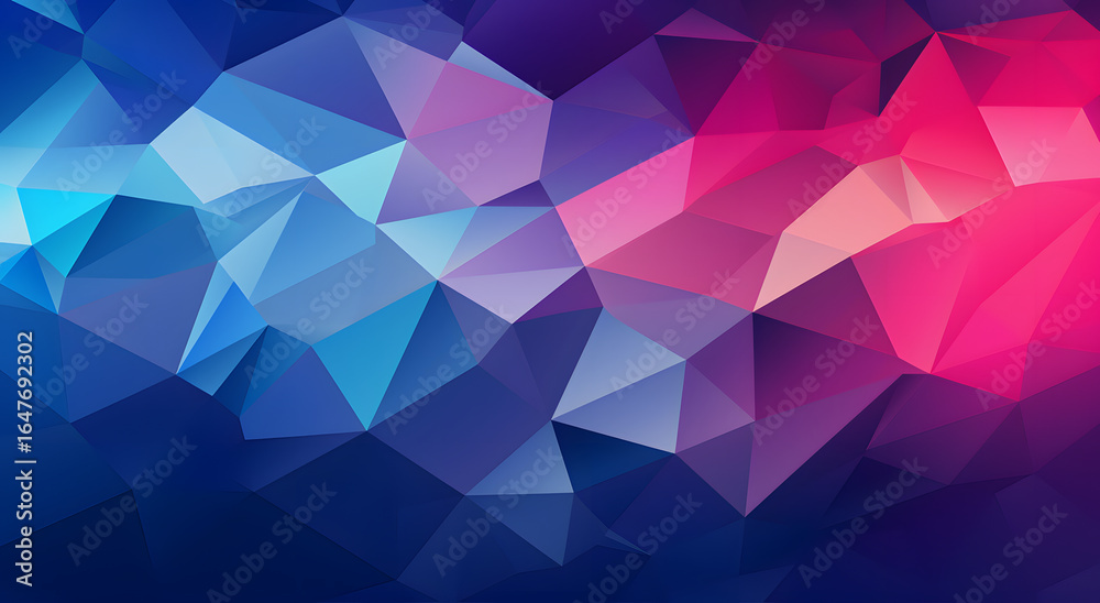 Obraz premium Vibrant geometric polygon background with blue and pink gradient