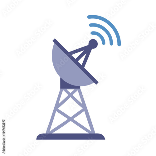 Stylized satellite dish with signal illustration used for wireless communication