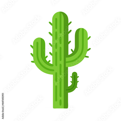Stylized illustration of a bright green cactus on a white background