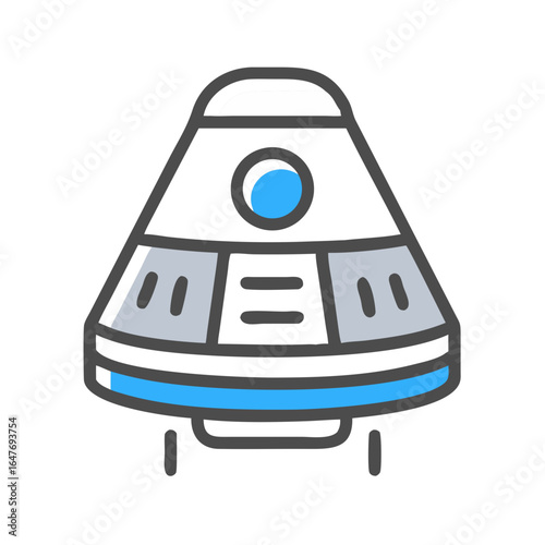 Simple and clean vector graphic design of a space capsule or spaceship