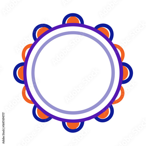 Abstract tambourine illustration with colorful jingles and double circular outline frame