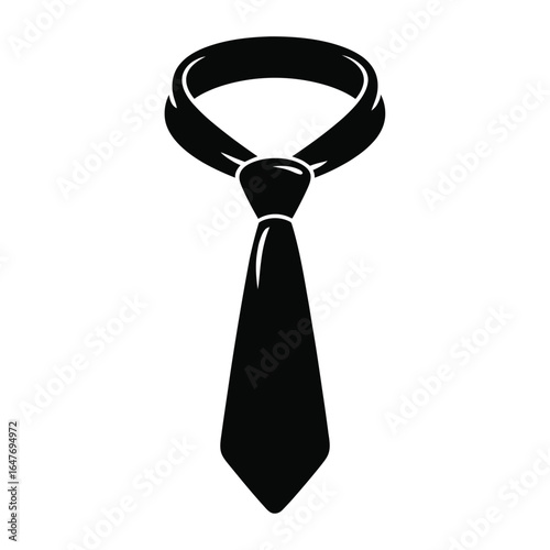 Classic black necktie knot isolated on white background