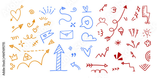 scribbles collection group, line drawing set,Hand drawn scribbles,arrow design pack,pop doddle,Cute background for poster and post. 