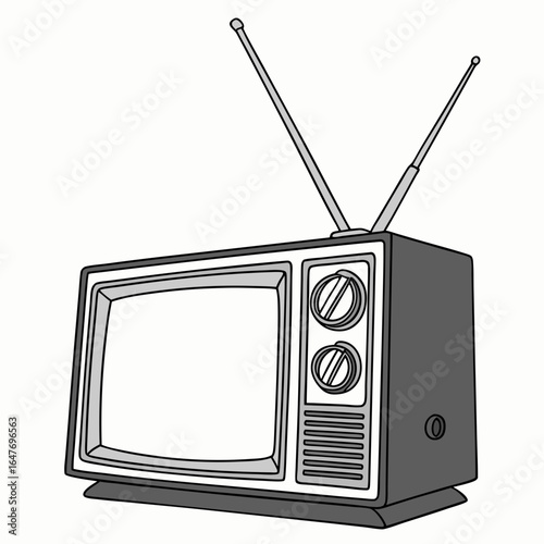 Retro television with antenna isolated on white background, a vintage electronic device for entertainment and media