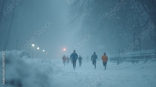 Sports training: running in snowy winter conditions