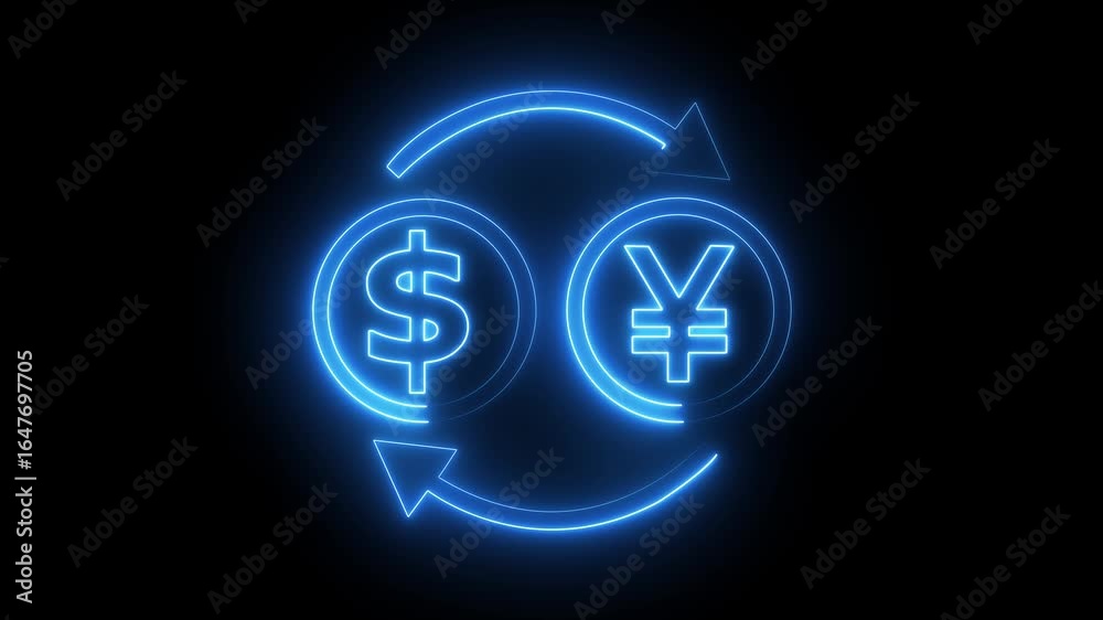 4K  coins and symbols of the Japanese Yen currency dollars Falling loop background. Green Screen animation. money, stock, digital currency, Bitcoin, blockchain, Stock Market, finance busines