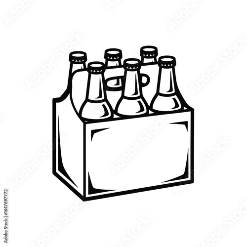 Six pack of beer bottles in cardboard carrier